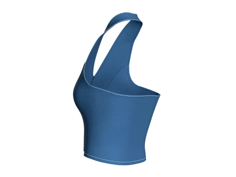 Girls Denim Halter Neck Crop Top 3D Model