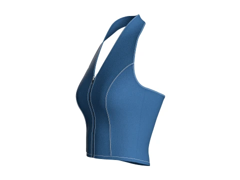 Girls Denim Halter Neck Crop Top 3D Model