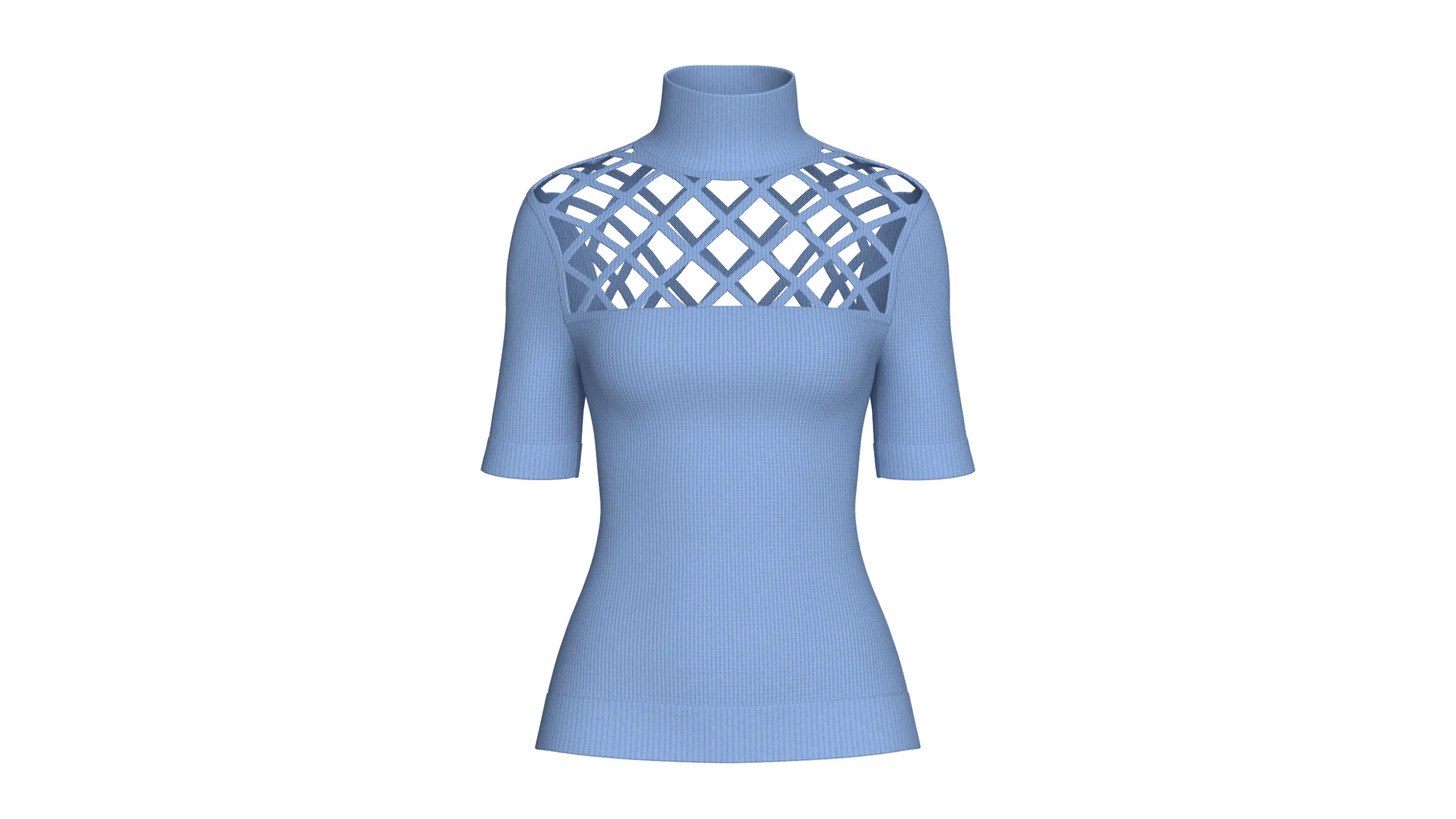 Girls Lattice Cutout Pattern High Neck Top 3D Model .c4d .max .obj .3ds .fbx .stl .blend 
