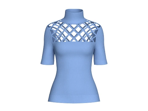 Girls Lattice Cutout Pattern High Neck Top Model 3D