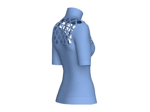 Girls Lattice Cutout Pattern High Neck Top 3D Model