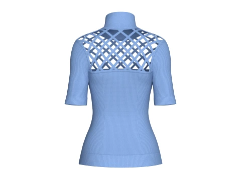 Girls Lattice Cutout Pattern High Neck Top 3D Model