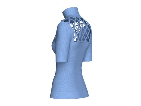 Girls Lattice Cutout Pattern High Neck Top 3D Model