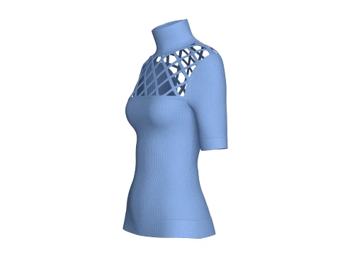 Girls Lattice Cutout Pattern High Neck Top 3D Model