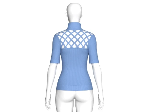 Girls Lattice Cutout Pattern High Neck Top 3D Model