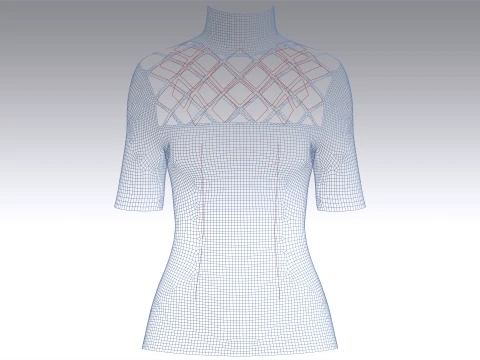 Girls Lattice Cutout Pattern High Neck Top 3D Model