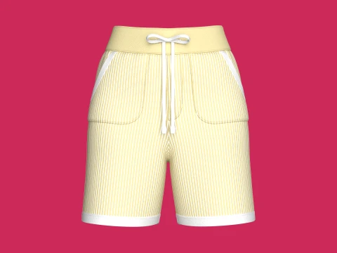 Girls Pin Striped Drawstring Shorts Modelo 3D