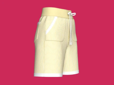 Girls Pin Striped Drawstring Shorts 3D Model