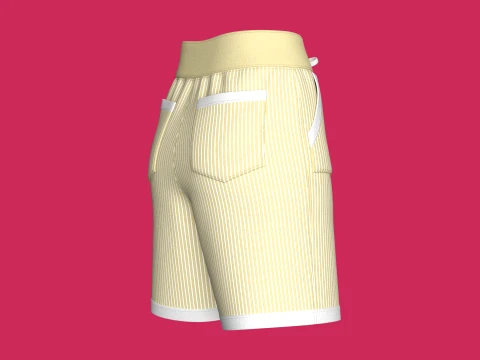 Girls Pin Striped Drawstring Shorts 3D Model
