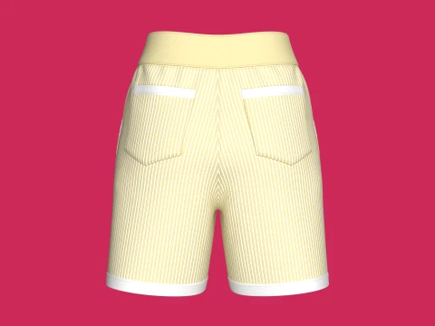 Girls Pin Striped Drawstring Shorts 3D Model