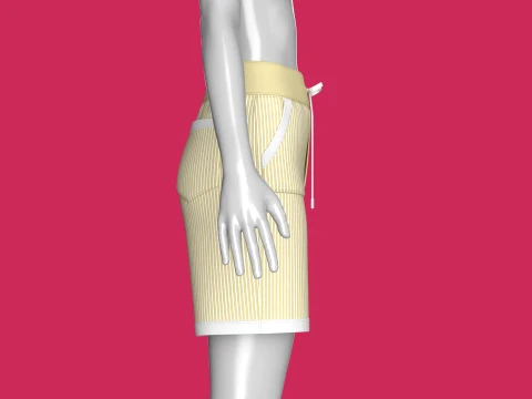 Girls Pin Striped Drawstring Shorts 3D Model