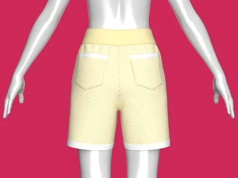 Girls Pin Striped Drawstring Shorts 3D Model