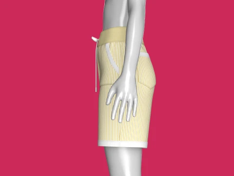Girls Pin Striped Drawstring Shorts 3D Model