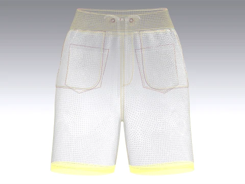 Girls Pin Striped Drawstring Shorts 3D Model