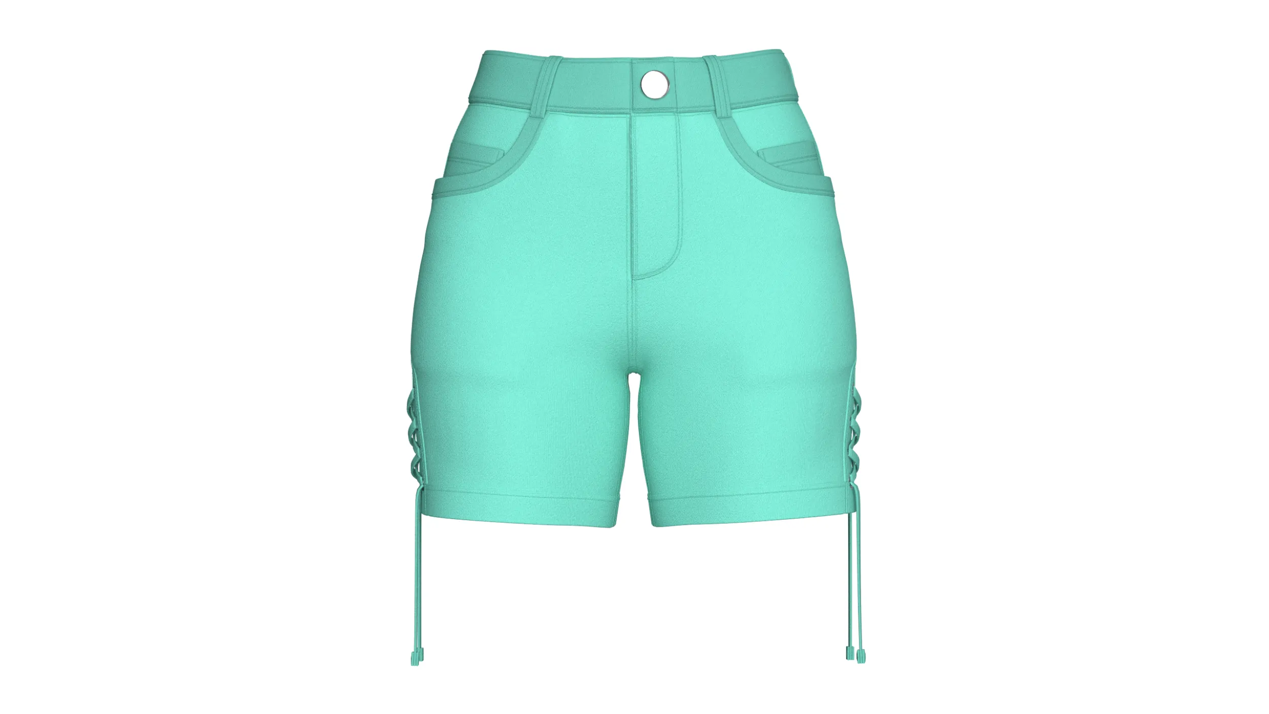 Girls Side Lace-Up High Waisted Shorts 3D Model .c4d .max .obj .3ds .fbx .stl .blend 