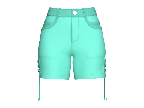 Girls Side Lace-Up High Waisted Shorts Modelo 3D