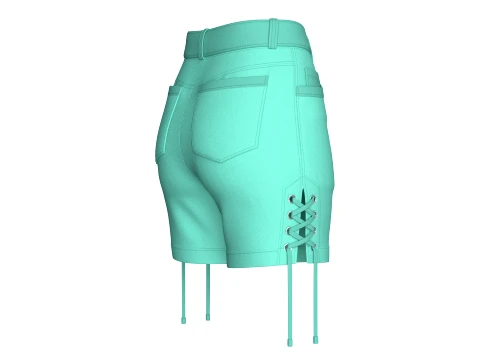 Girls Side Lace-Up High Waisted Shorts 3D Model