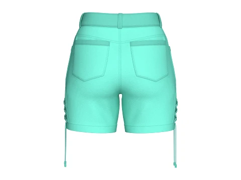 Girls Side Lace-Up High Waisted Shorts 3D Model