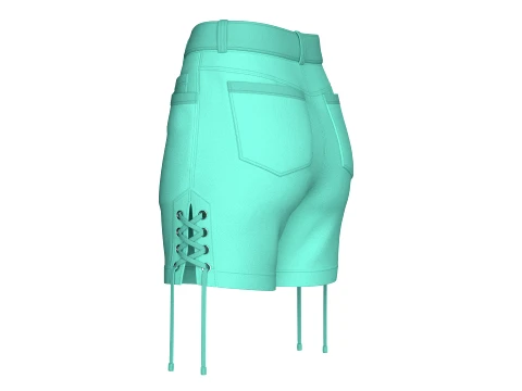 Girls Side Lace-Up High Waisted Shorts 3D Model