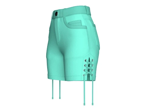 Girls Side Lace-Up High Waisted Shorts 3D Model