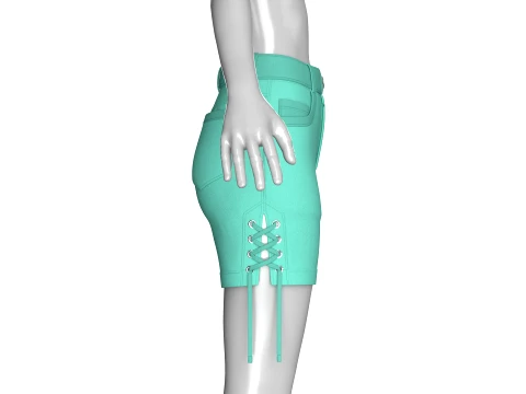 Girls Side Lace-Up High Waisted Shorts 3D Model