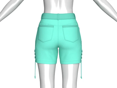 Girls Side Lace-Up High Waisted Shorts 3D Model