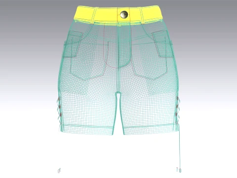 Girls Side Lace-Up High Waisted Shorts 3D Model