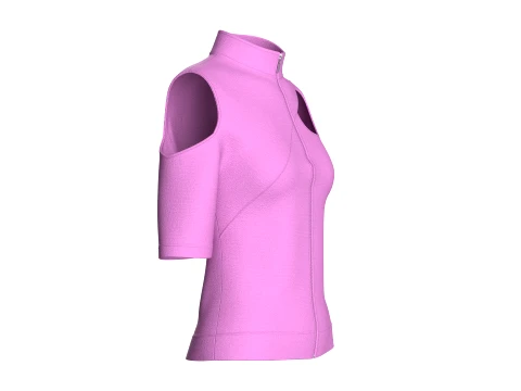 Girls Cut Out Zip Front Mock Neck Top 3D Model