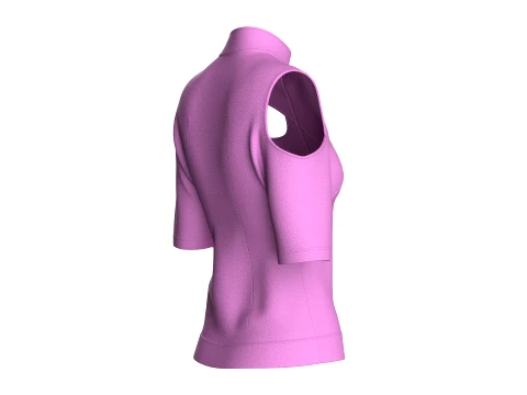Girls Cut Out Zip Front Mock Neck Top 3D Model