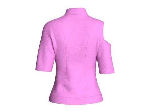 Girls Cut Out Zip Front Mock Neck Top 3D Model