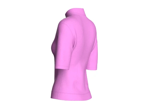 Girls Cut Out Zip Front Mock Neck Top 3D Model