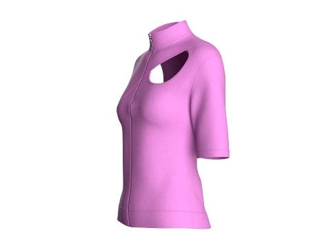 Girls Cut Out Zip Front Mock Neck Top 3D Model
