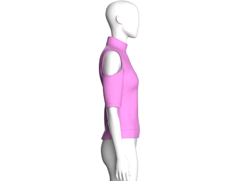 Girls Cut Out Zip Front Mock Neck Top 3D Model