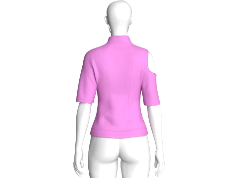 Girls Cut Out Zip Front Mock Neck Top 3D Model