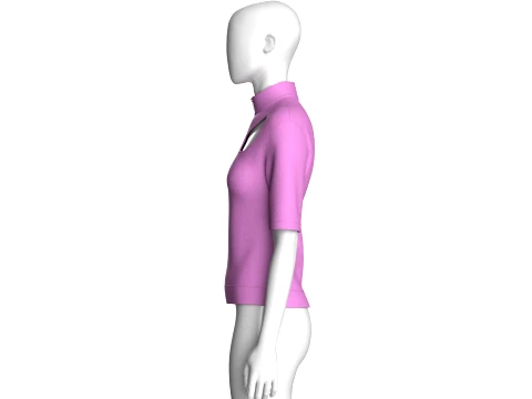 Girls Cut Out Zip Front Mock Neck Top 3D Model