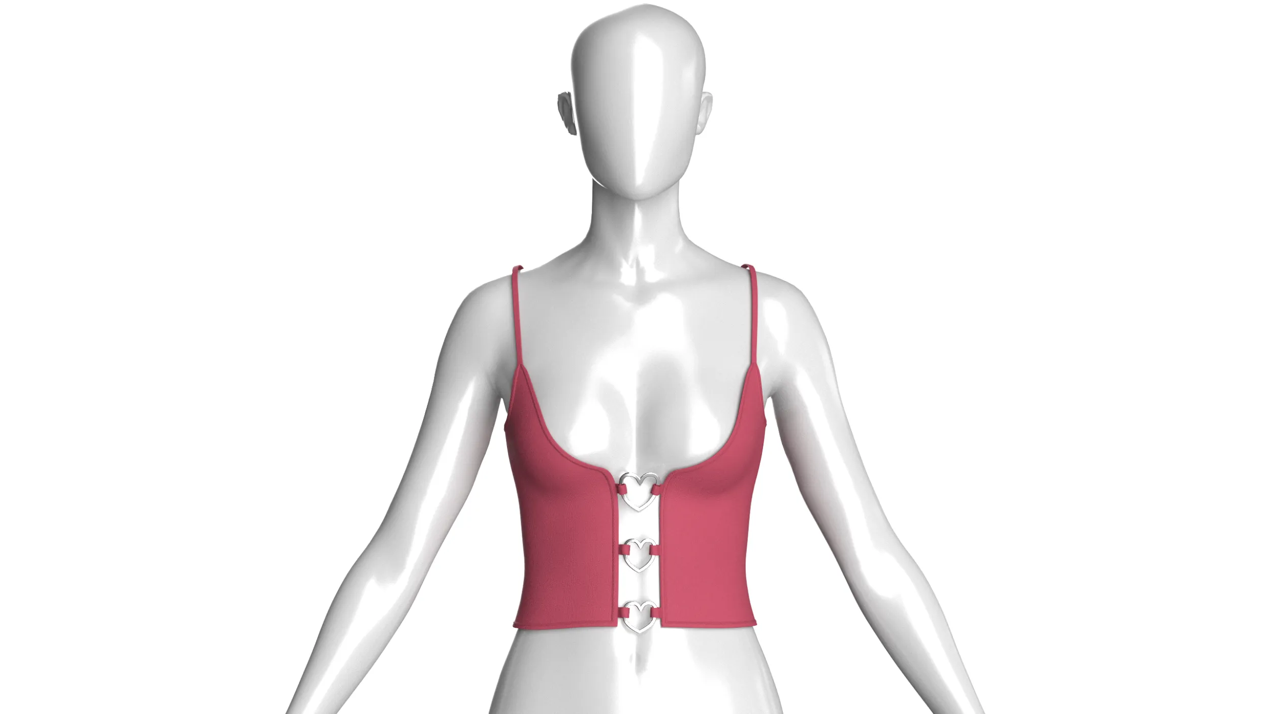 Girls Heart Buckle Crop Top 3D Model .c4d .max .obj .3ds .fbx .stl .blend 