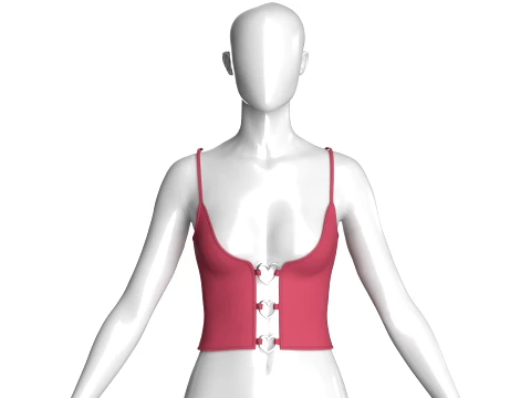 Girls Heart Buckle Crop Top Modelo 3D