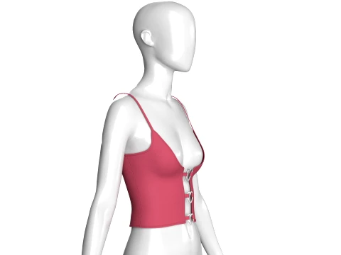 Girls Heart Buckle Crop Top 3D Model
