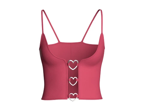 Girls Heart Buckle Crop Top 3D Model