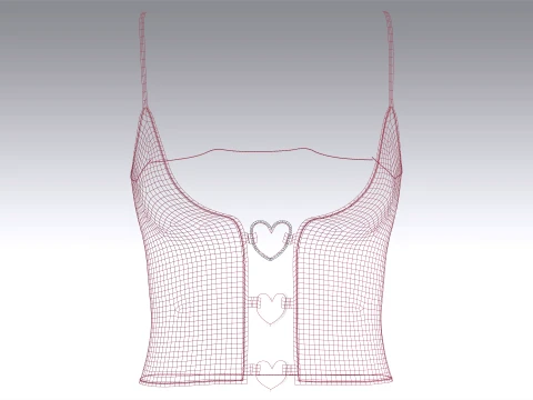 Girls Heart Buckle Crop Top 3D Model