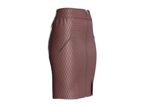 Girls Leather Zip Front Mini Skirt 3D Model