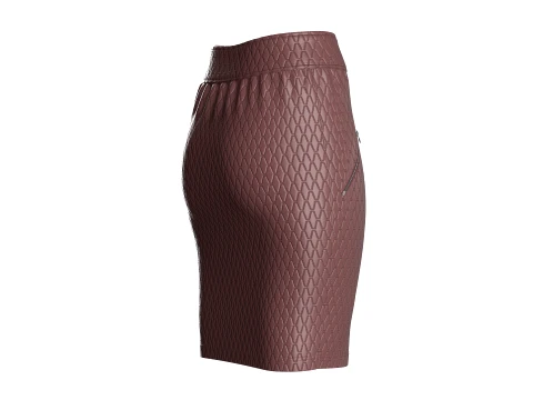 Girls Leather Zip Front Mini Skirt 3D Model