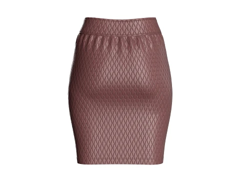 Girls Leather Zip Front Mini Skirt 3D Model