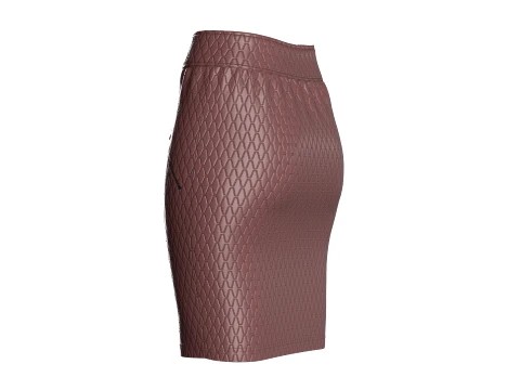 Girls Leather Zip Front Mini Skirt 3D Model