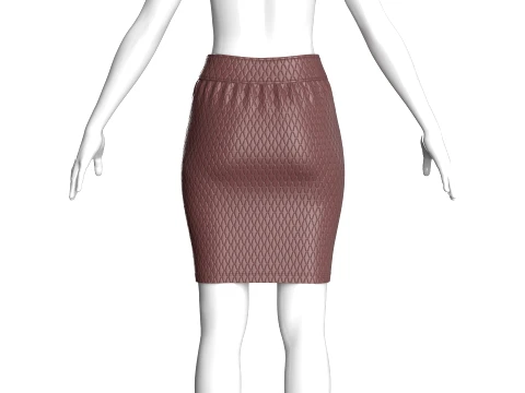 Girls Leather Zip Front Mini Skirt 3D Model