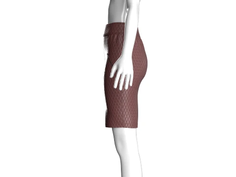 Girls Leather Zip Front Mini Skirt 3D Model