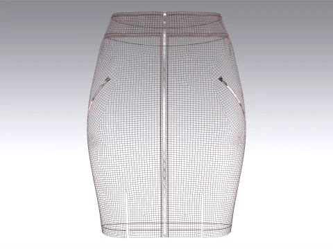 Girls Leather Zip Front Mini Skirt 3D Model