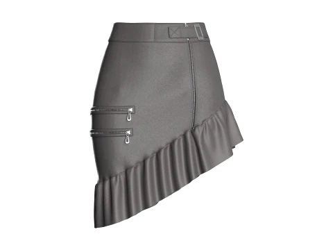 Girls Ruffled-Hem Leather Mini Skirt Modelo 3D