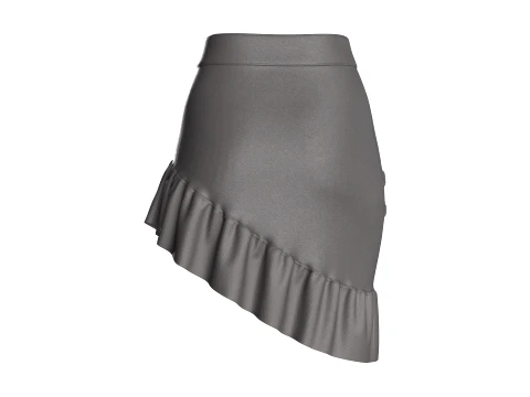 Girls Ruffled-Hem Leather Mini Skirt 3D Model