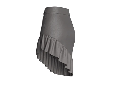 Girls Ruffled-Hem Leather Mini Skirt 3D Model